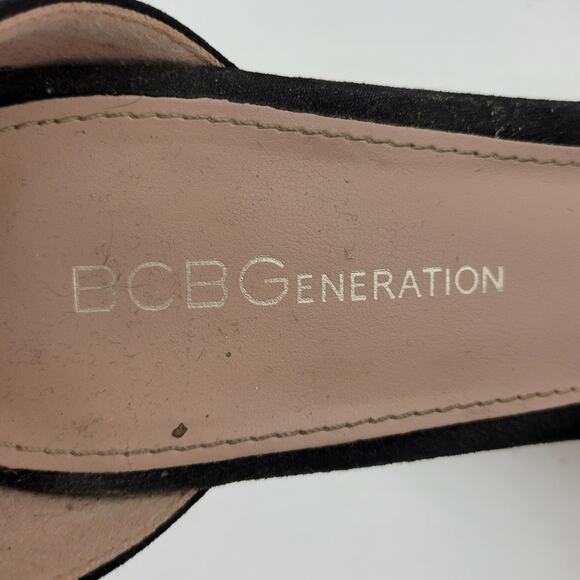 BCBGeneration Addie Women Sandals Size 7.5 Black Ankle Strap Espadrille Platform - Picture 8 of 13